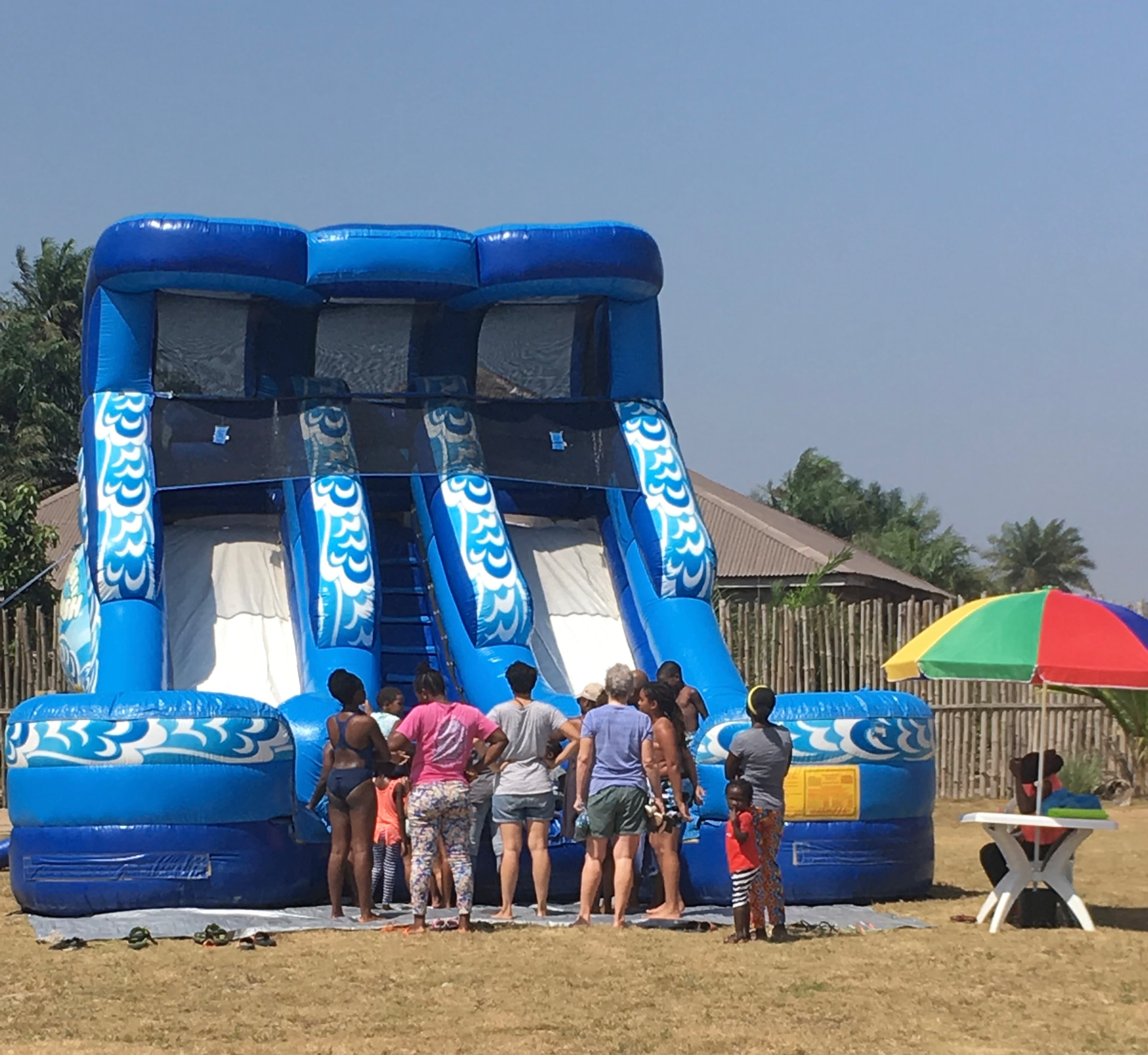 Giant water slide on the sand